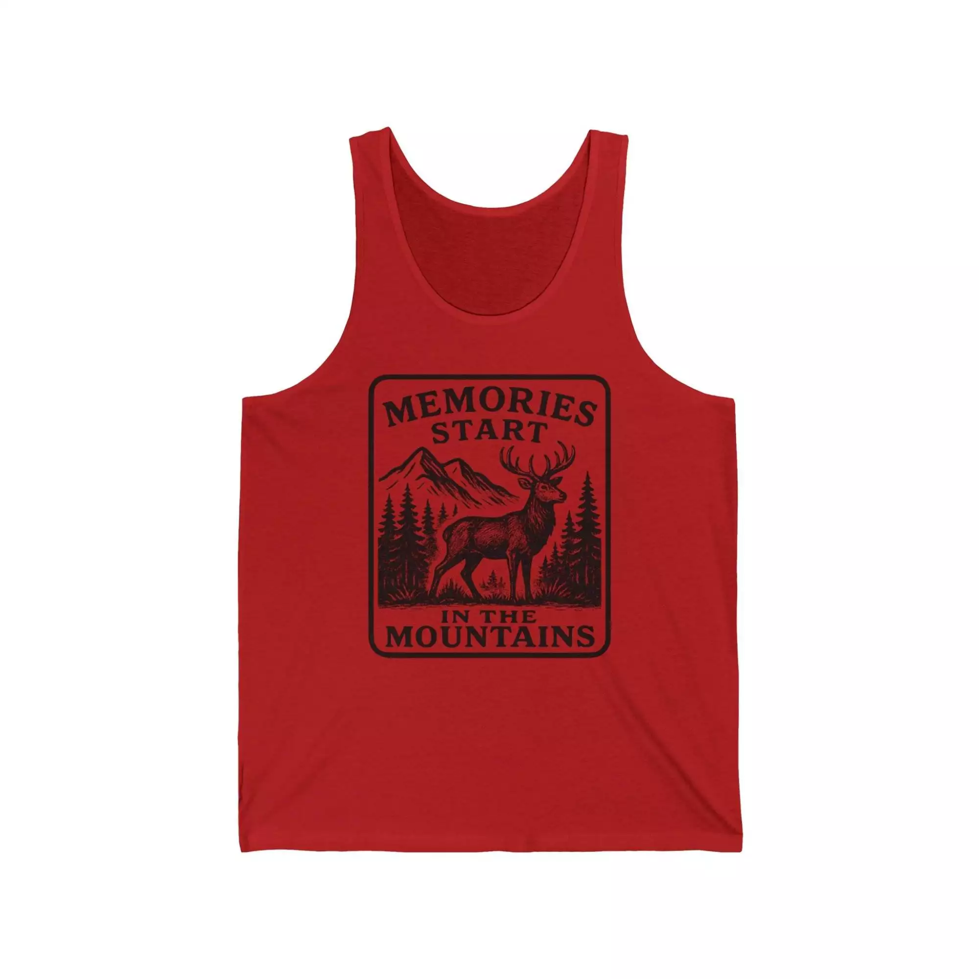 Memories Start in the Mountains Unisex Jersey Tank Top, Mountain Lover Gift, Nature Enthusiast Apparel, Summer Wear, Adventure Tank - Image 8