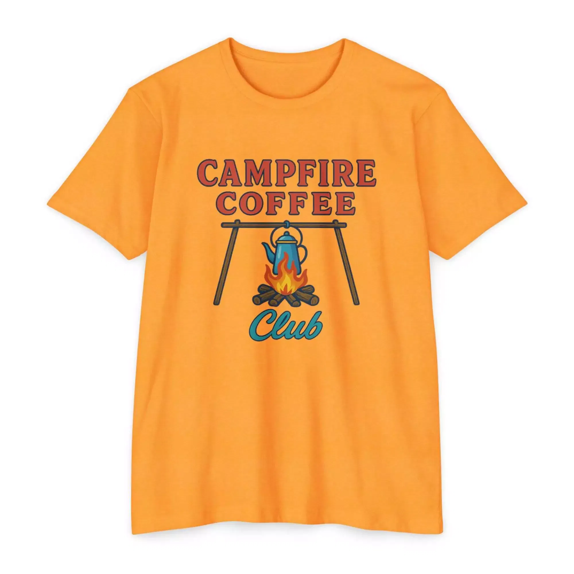 Campfire Coffee Club T-Shirt, Unisex Camp T-Shirt, Camping Apparel, Coffee Lover Gift, Outdoor Adventure Tee, Summer Festival Wear, [...] - Image 4