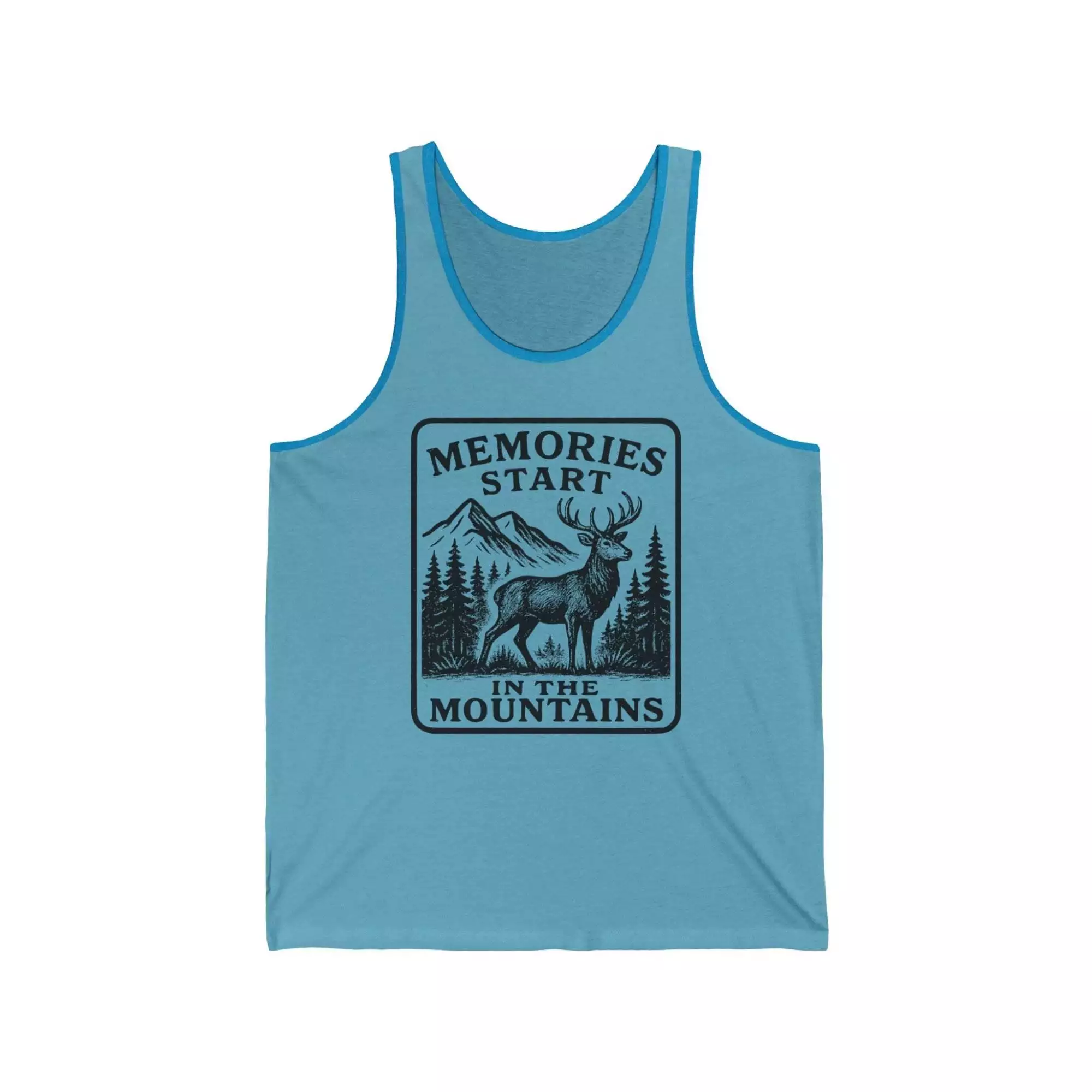 Memories Start in the Mountains Unisex Jersey Tank Top, Mountain Lover Gift, Nature Enthusiast Apparel, Summer Wear, Adventure Tank - Image 4
