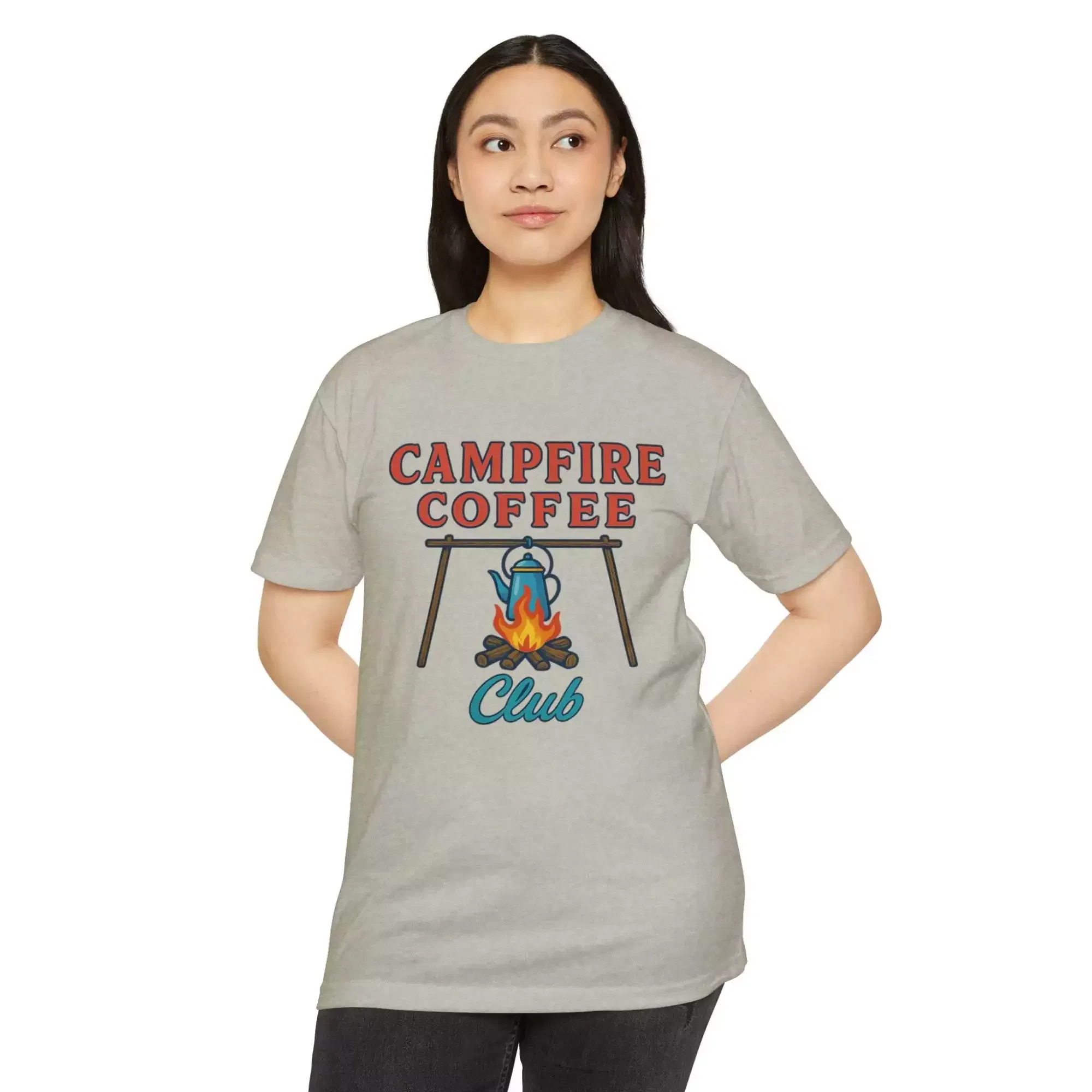 Campfire Coffee Club T-Shirt, Unisex Camp T-Shirt, Camping Apparel, Coffee Lover Gift, Outdoor Adventure Tee, Summer Festival Wear, [...] - Image 12