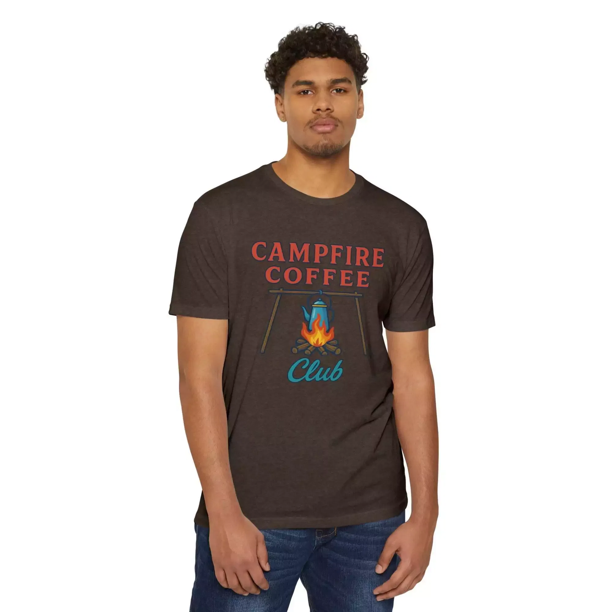 Campfire Coffee Club T-Shirt, Unisex Camp T-Shirt, Camping Apparel, Coffee Lover Gift, Outdoor Adventure Tee, Summer Festival Wear, [...] - Image 8