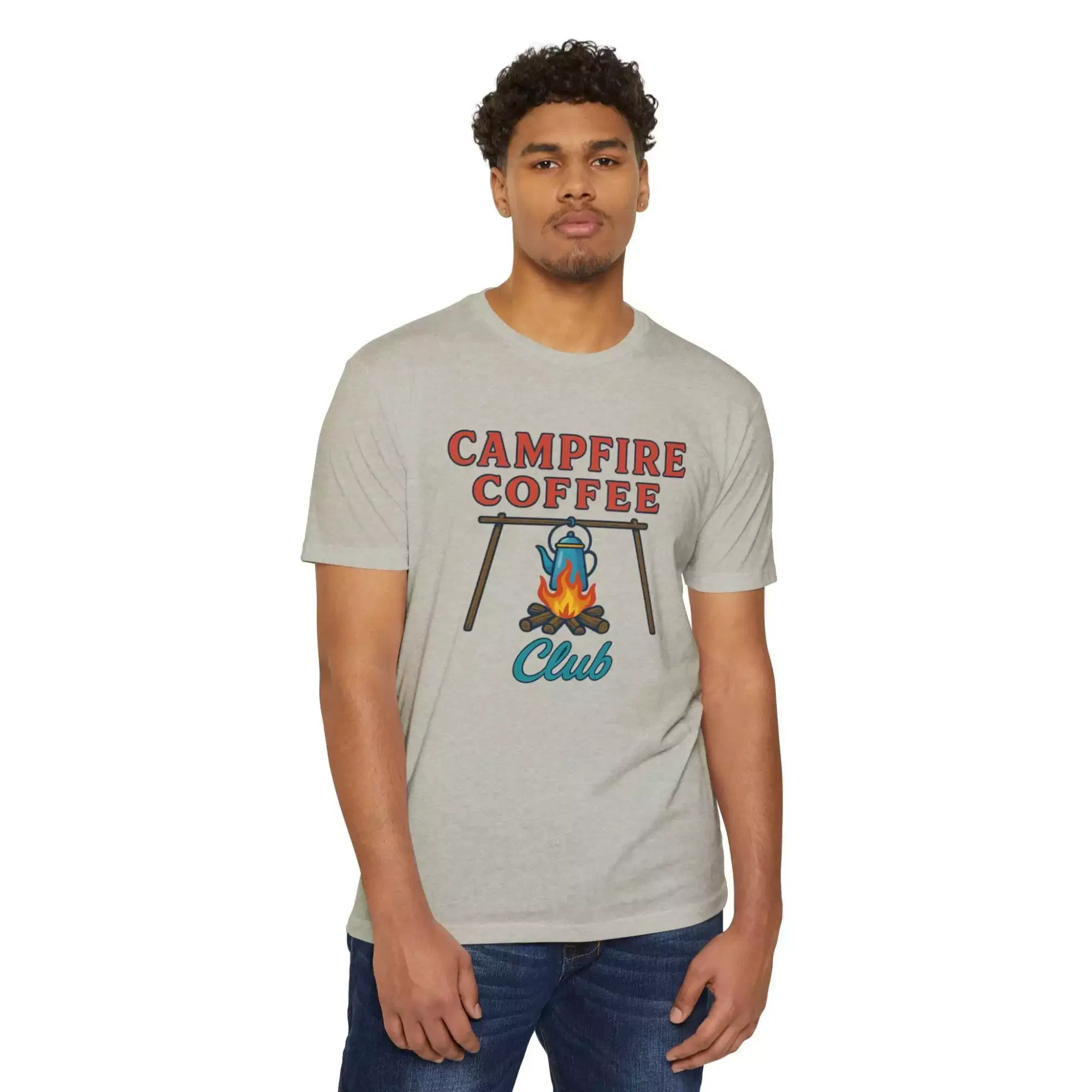 Campfire Coffee Club T-Shirt, Unisex Camp T-Shirt, Camping Apparel, Coffee Lover Gift, Outdoor Adventure Tee, Summer Festival Wear, [...] - Image 11