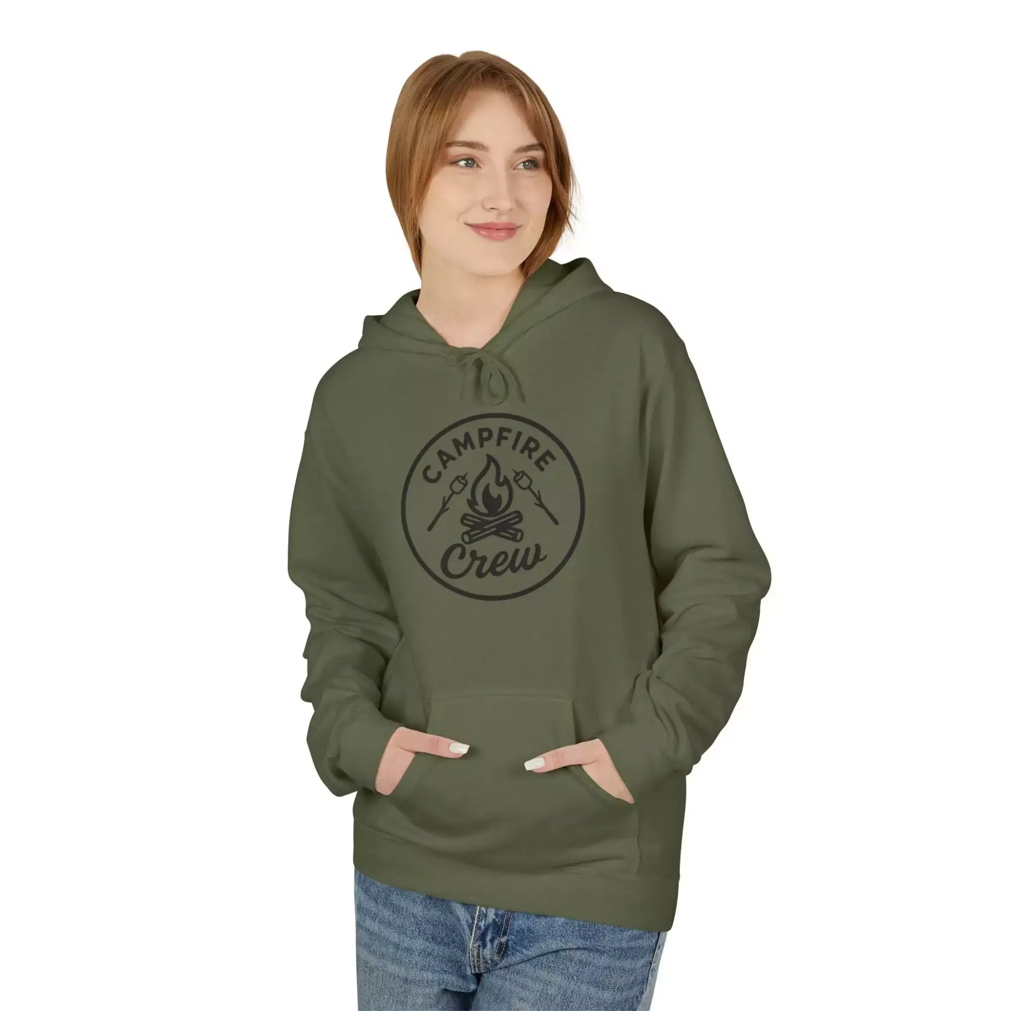 Campfire Crew Fleece Hoodie - Cozy Unisex Pullover for Outdoor Lovers, Bonfire Nights, Group Gatherings, Camping Trips, Fall Fashion - Image 14