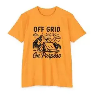 Unisex Outdoor Adventure T-Shirt | Off Grid On Purpose | Hiking, Camping, Travel, Nature Lover, Gift for Outdoorsy Friends