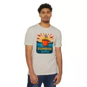 Sunrise Sips T-shirt, Perfect for Coffee Lovers, Casual Wear, Gift for Baristas, Summer Vibes, Relaxed Fit Tees