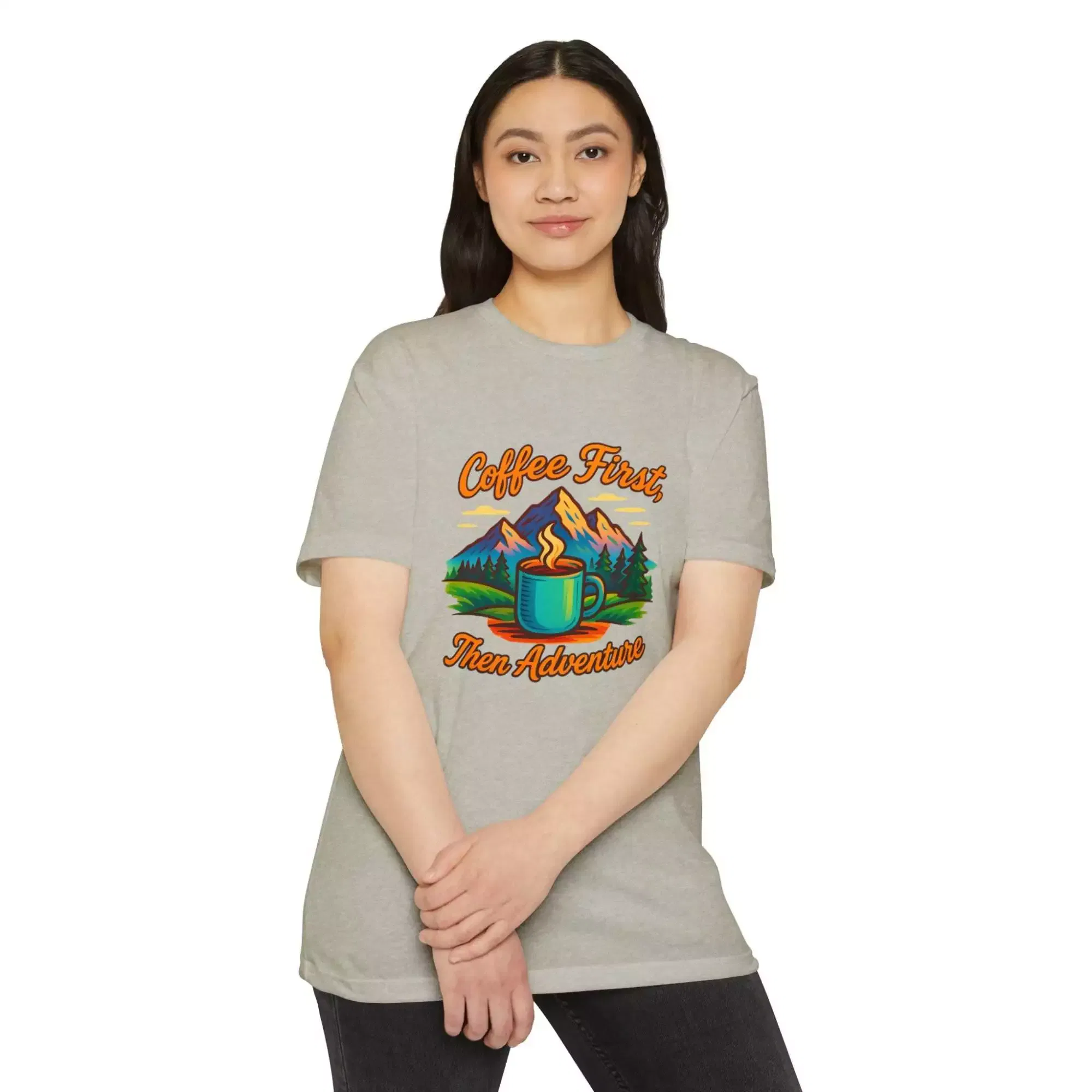 Coffee First Unisex T-Shirt, Adventure Tee, Gift for Coffee Lovers, Nature Lover Shirt, Casual Everyday Wear - Image 6