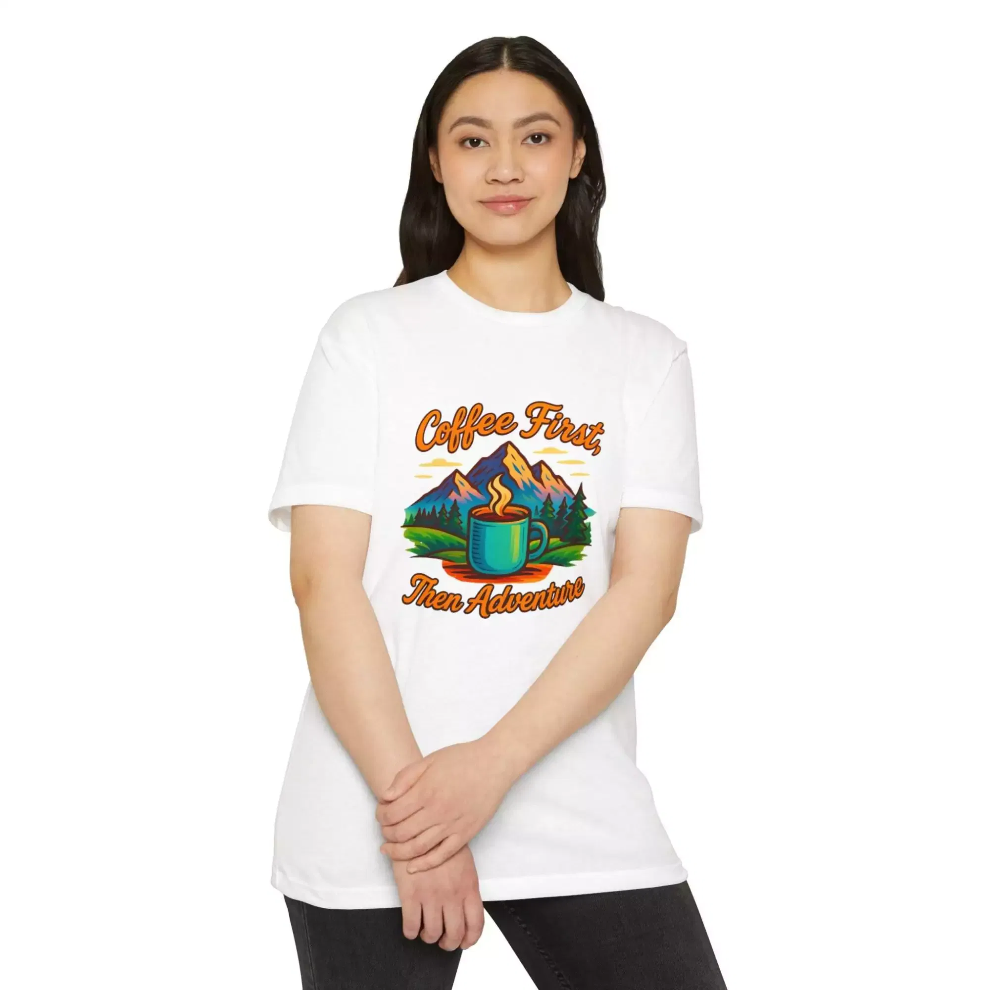 Coffee First Unisex T-Shirt, Adventure Tee, Gift for Coffee Lovers, Nature Lover Shirt, Casual Everyday Wear - Image 15