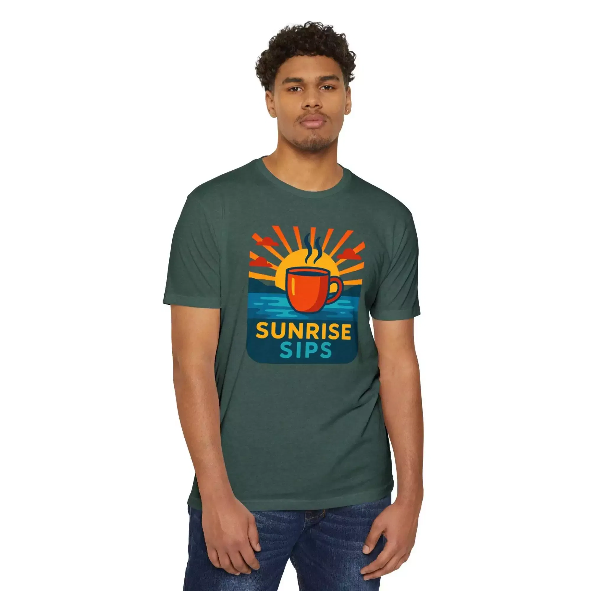 Sunrise Sips T-shirt, Perfect for Coffee Lovers, Casual Wear, Gift for Baristas, Summer Vibes, Relaxed Fit Tees - Image 11