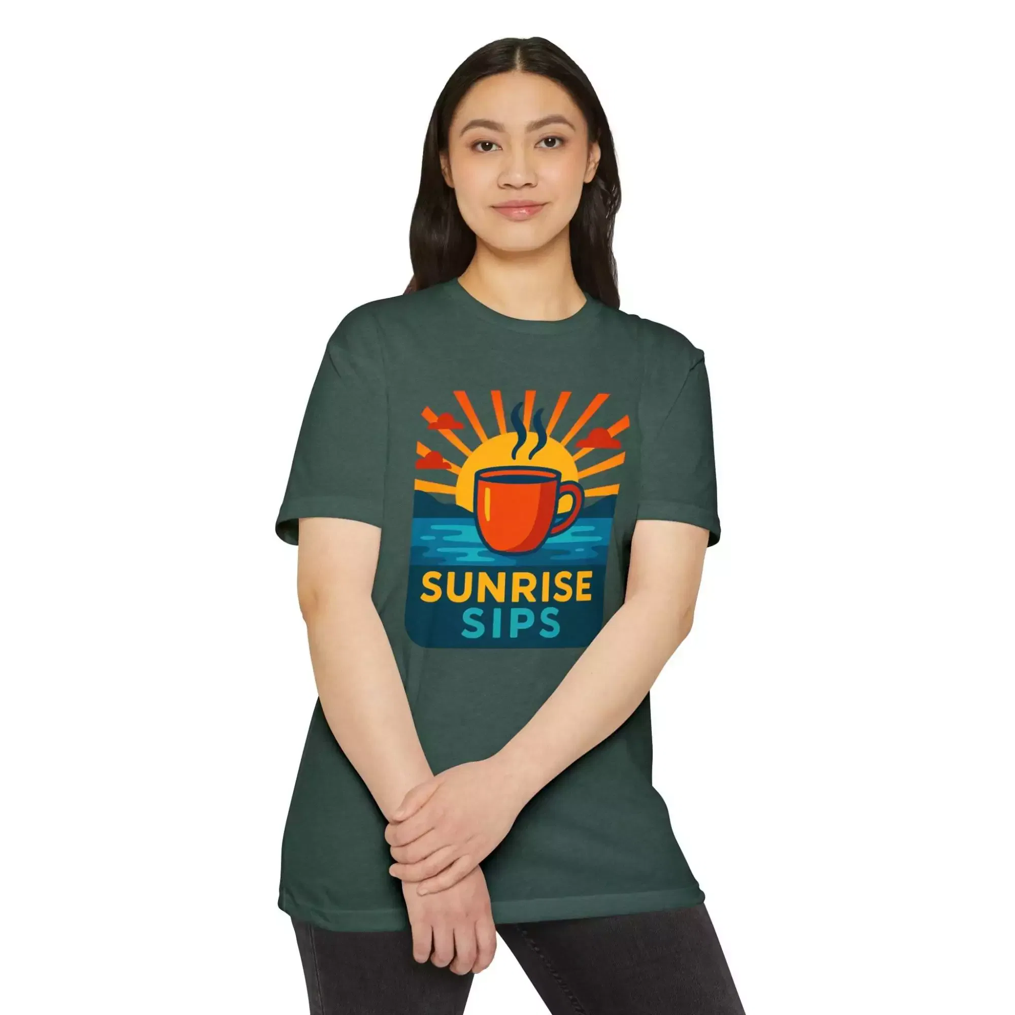 Sunrise Sips T-shirt, Perfect for Coffee Lovers, Casual Wear, Gift for Baristas, Summer Vibes, Relaxed Fit Tees - Image 12