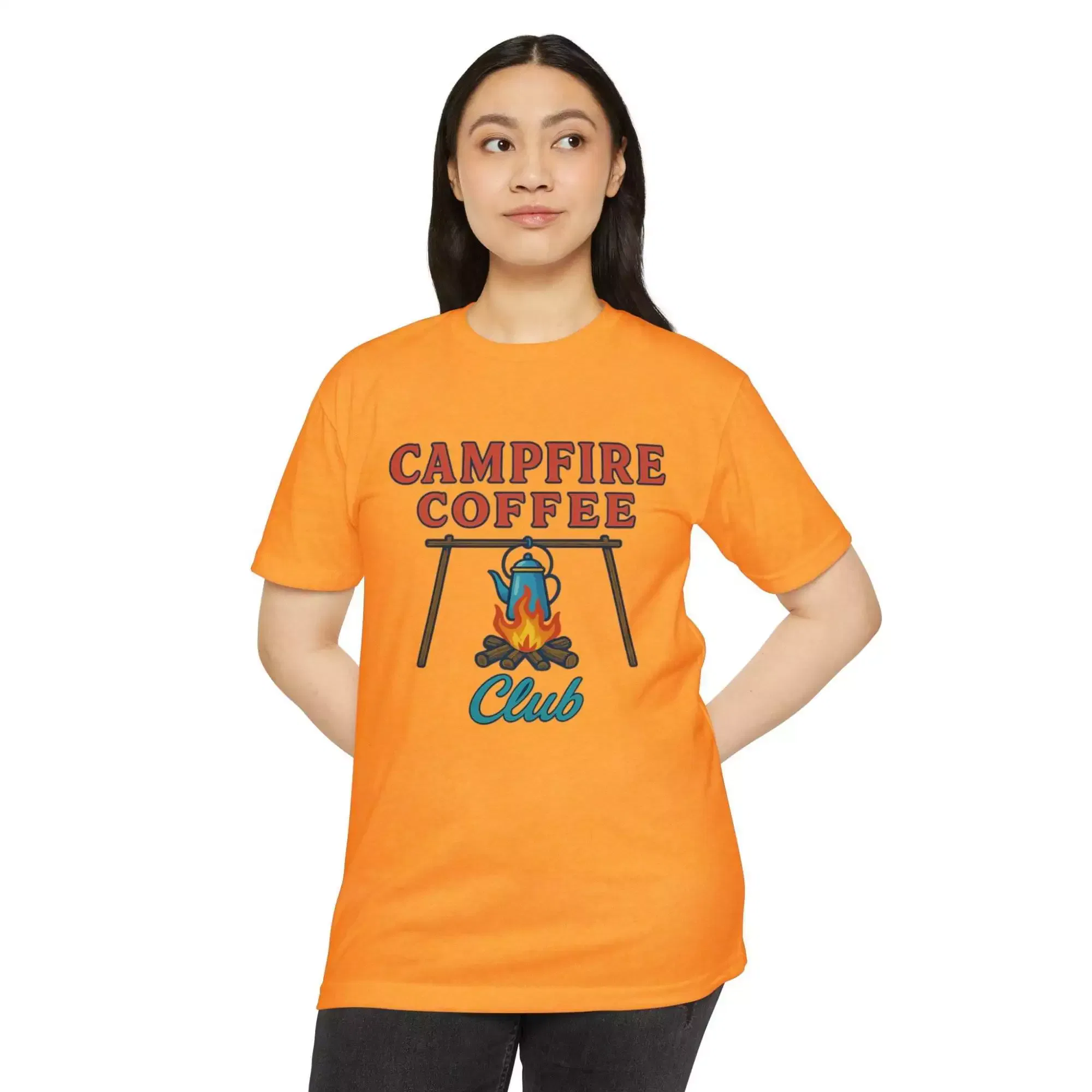 Campfire Coffee Club T-Shirt, Unisex Camp T-Shirt, Camping Apparel, Coffee Lover Gift, Outdoor Adventure Tee, Summer Festival Wear, [...] - Image 6