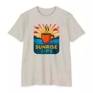 Sunrise Sips T-shirt, Perfect for Coffee Lovers, Casual Wear, Gift for Baristas, Summer Vibes, Relaxed Fit Tees