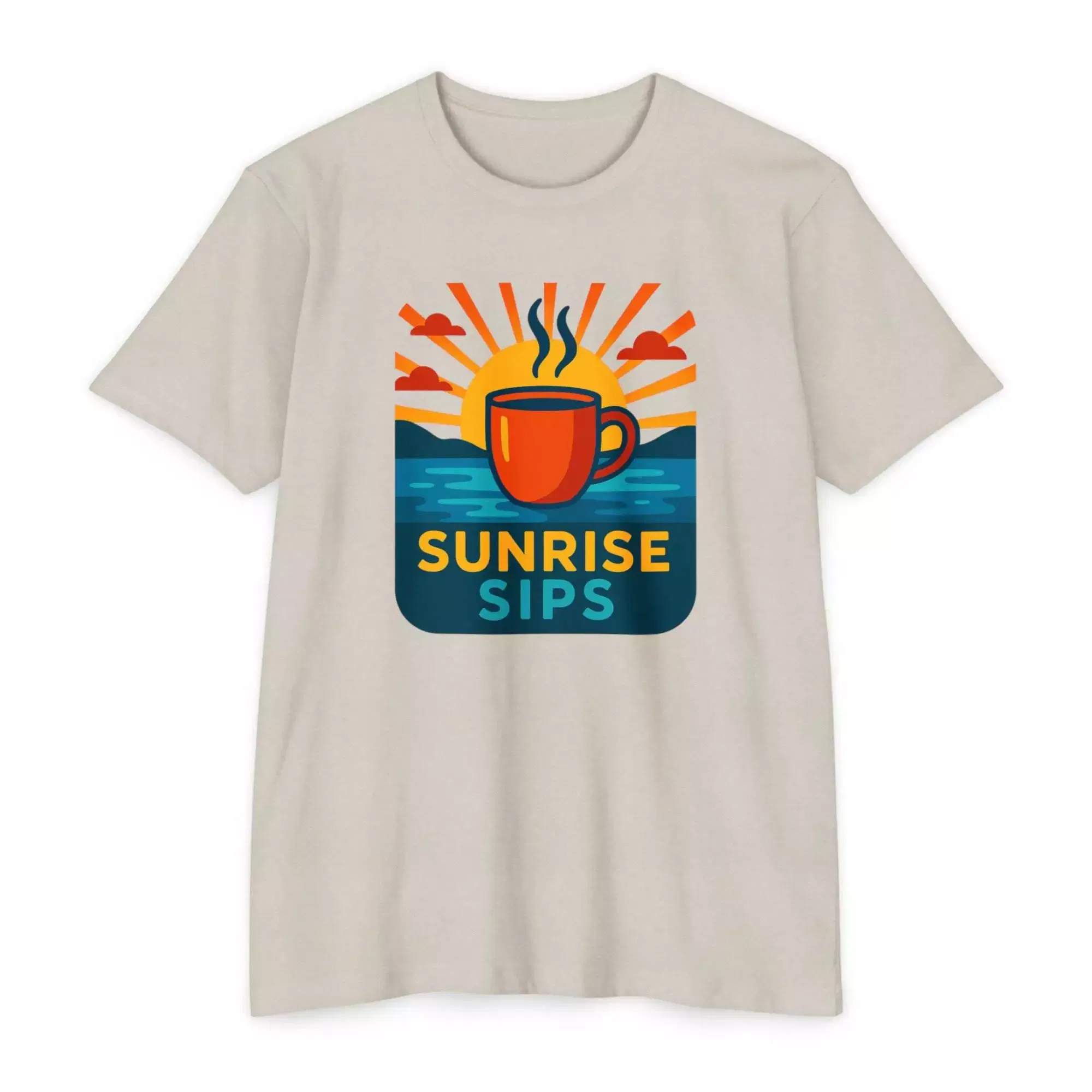 Sunrise Sips T-shirt, Perfect for Coffee Lovers, Casual Wear, Gift for Baristas, Summer Vibes, Relaxed Fit Tees