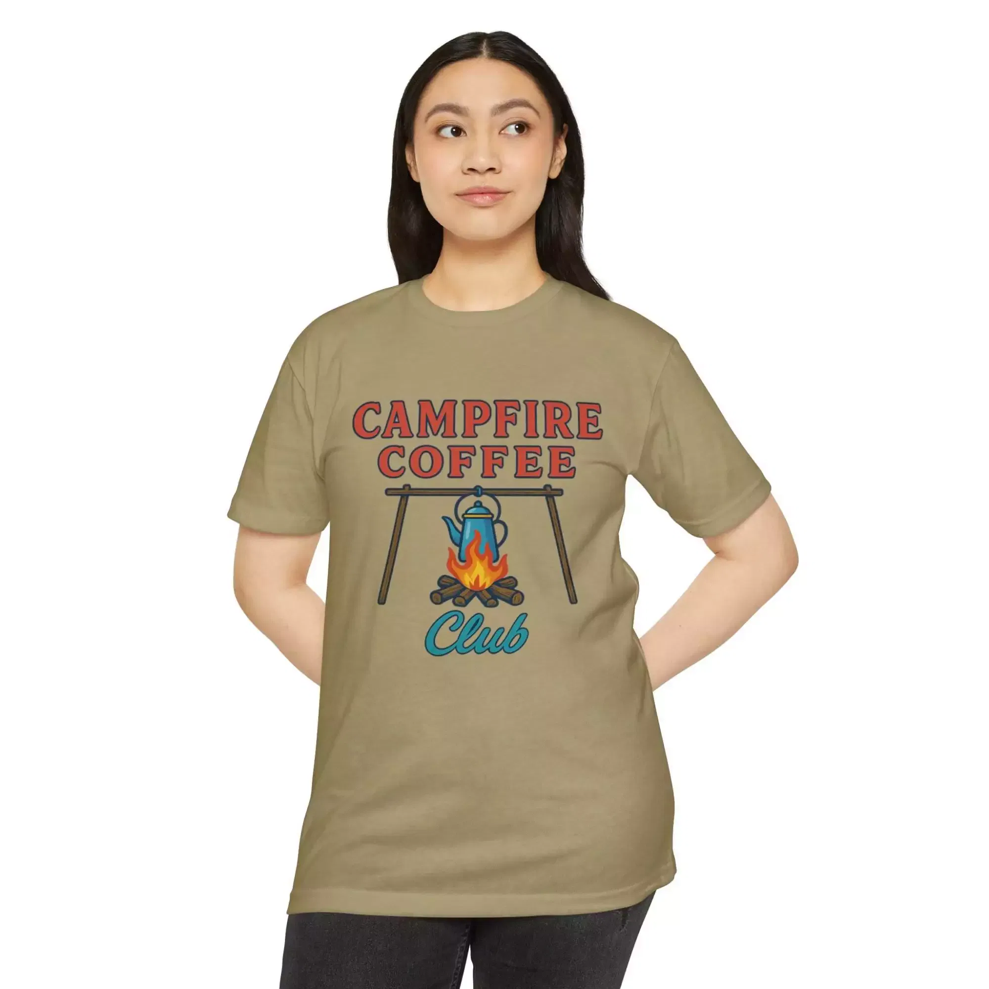 Campfire Coffee Club T-Shirt, Unisex Camp T-Shirt, Camping Apparel, Coffee Lover Gift, Outdoor Adventure Tee, Summer Festival Wear, [...] - Image 15