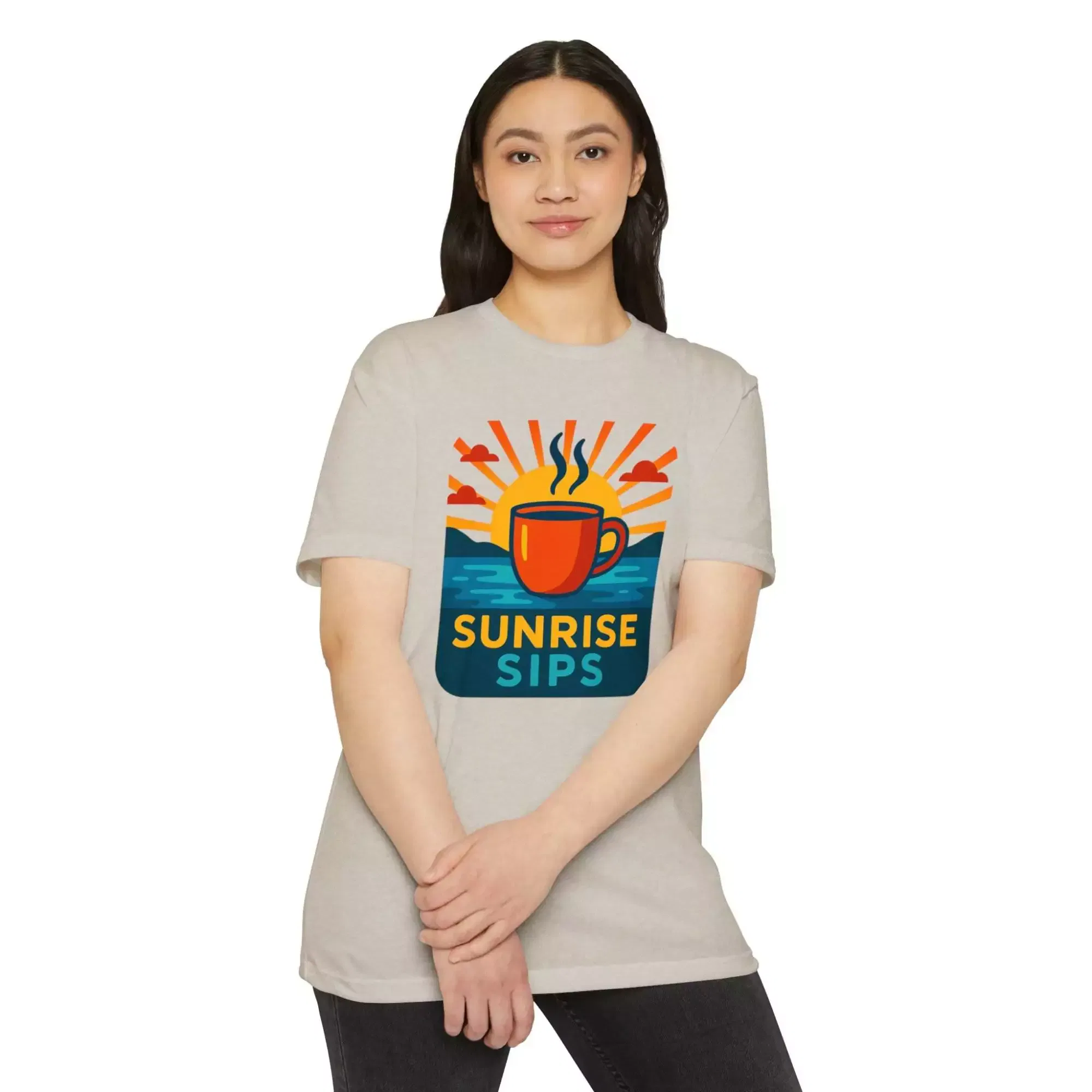 Sunrise Sips T-shirt, Perfect for Coffee Lovers, Casual Wear, Gift for Baristas, Summer Vibes, Relaxed Fit Tees - Image 3