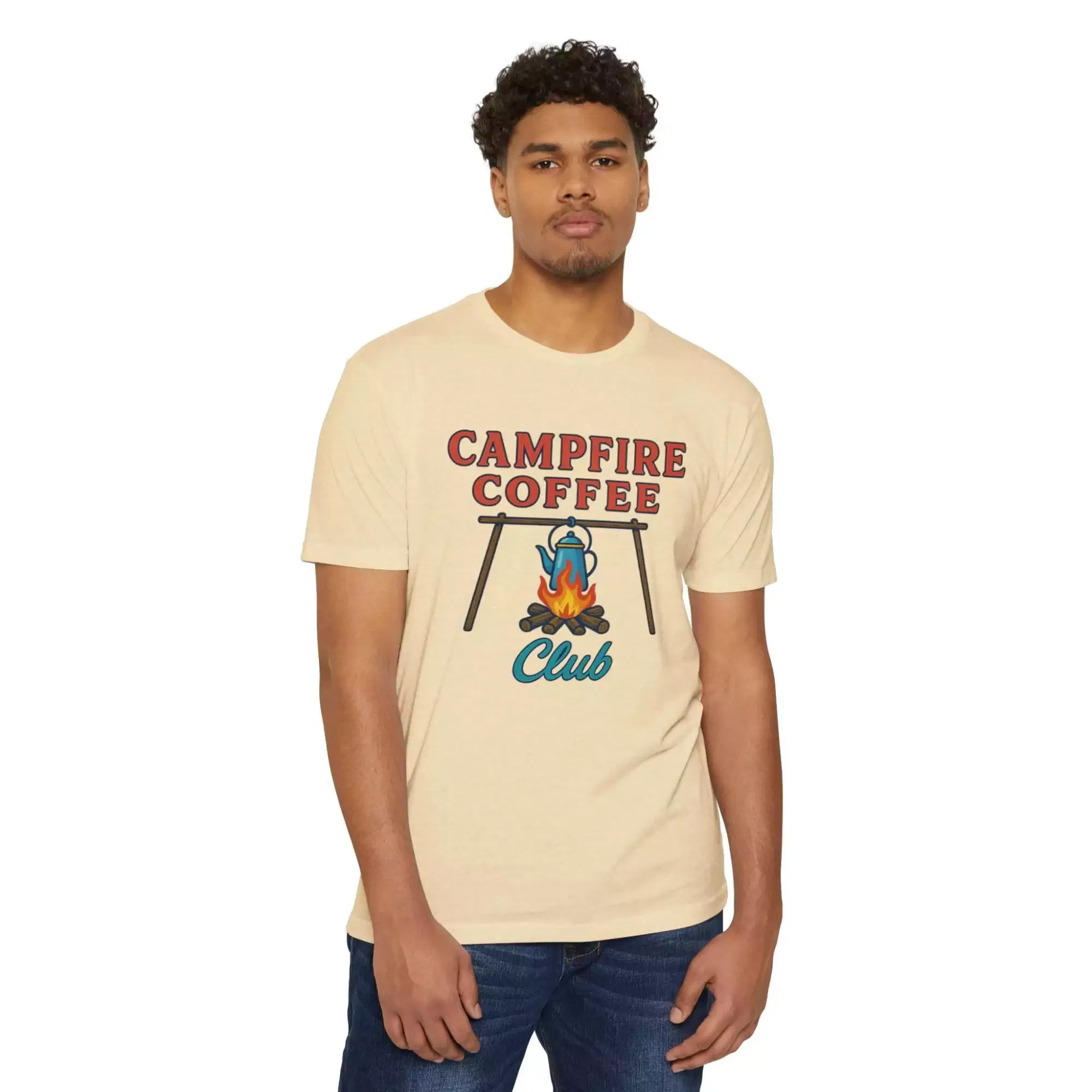 Campfire Coffee Club T-Shirt, Unisex Camp T-Shirt, Camping Apparel, Coffee Lover Gift, Outdoor Adventure Tee, Summer Festival Wear, [...] - Image 2