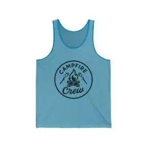 Unisex Campfire Crew Tank, Summer Beachwear, Camping Gear, Outdoor Adventure, Bonfire Party Shirt, Gifts for Campers