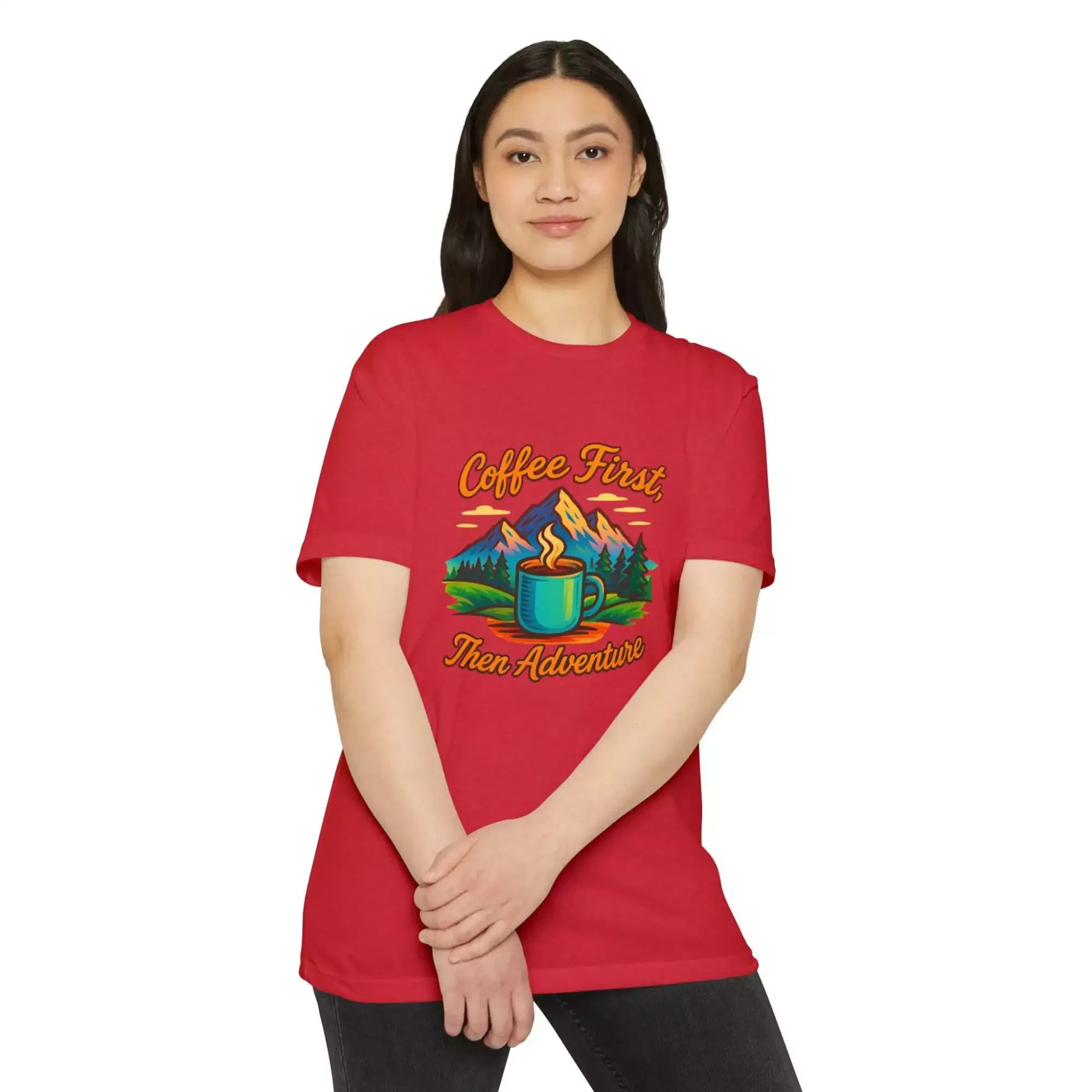 Coffee First Unisex T-Shirt, Adventure Tee, Gift for Coffee Lovers, Nature Lover Shirt, Casual Everyday Wear - Image 27