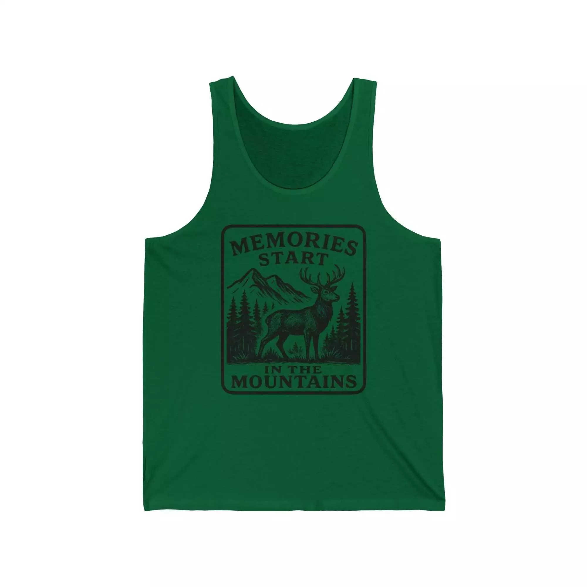 Memories Start in the Mountains Unisex Jersey Tank Top, Mountain Lover Gift, Nature Enthusiast Apparel, Summer Wear, Adventure Tank - Image 3