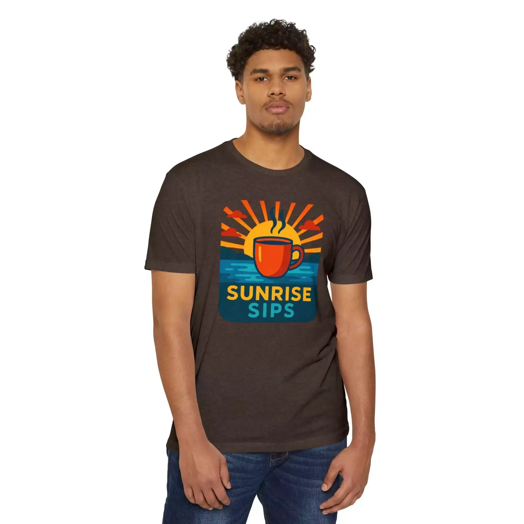 Sunrise Sips T-shirt, Perfect for Coffee Lovers, Casual Wear, Gift for Baristas, Summer Vibes, Relaxed Fit Tees - Image 5