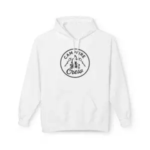 Campfire Crew Fleece Hoodie – Cozy Unisex Pullover for Outdoor Lovers, Bonfire Nights, Group Gatherings, Camping Trips, Fall Fashion
