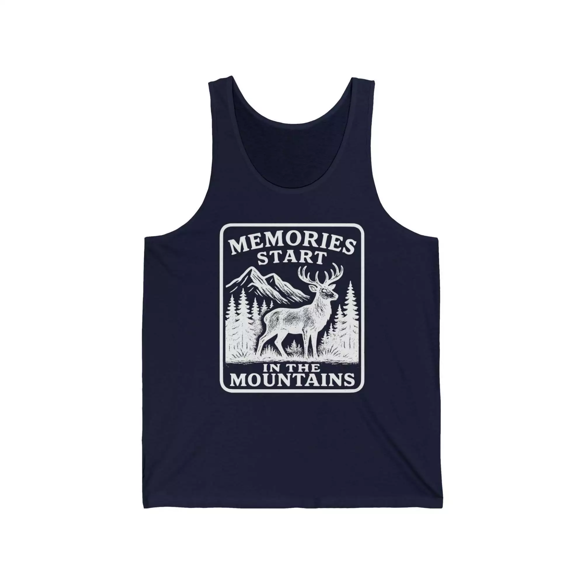 Memories Start in the Mountains Unisex Jersey Tank Top, Mountain Lover Gift, Nature Enthusiast Apparel, Summer Wear, Adventure Tank - Image 7