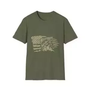 Distressed US Flag Trout T-Shirt, Fishing Shirt, Patriotic Tee, American Flag Apparel, Outdoor Clothing, Fishing Lover Gift