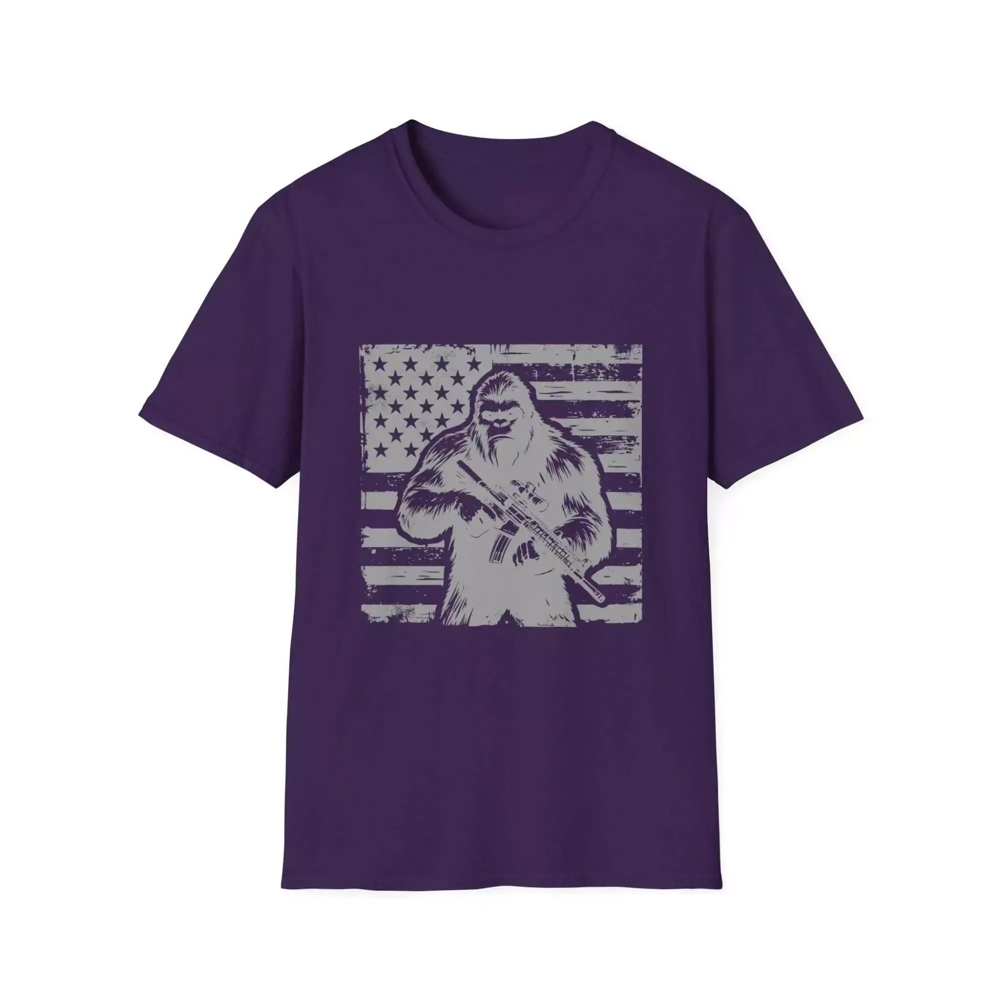 Distressed US Flag Bigfoot AR Unisex T-Shirt, Patriotic Tee, American Flag Shirt, Sasquatch Top, USA Independence Day Gift - Image 10