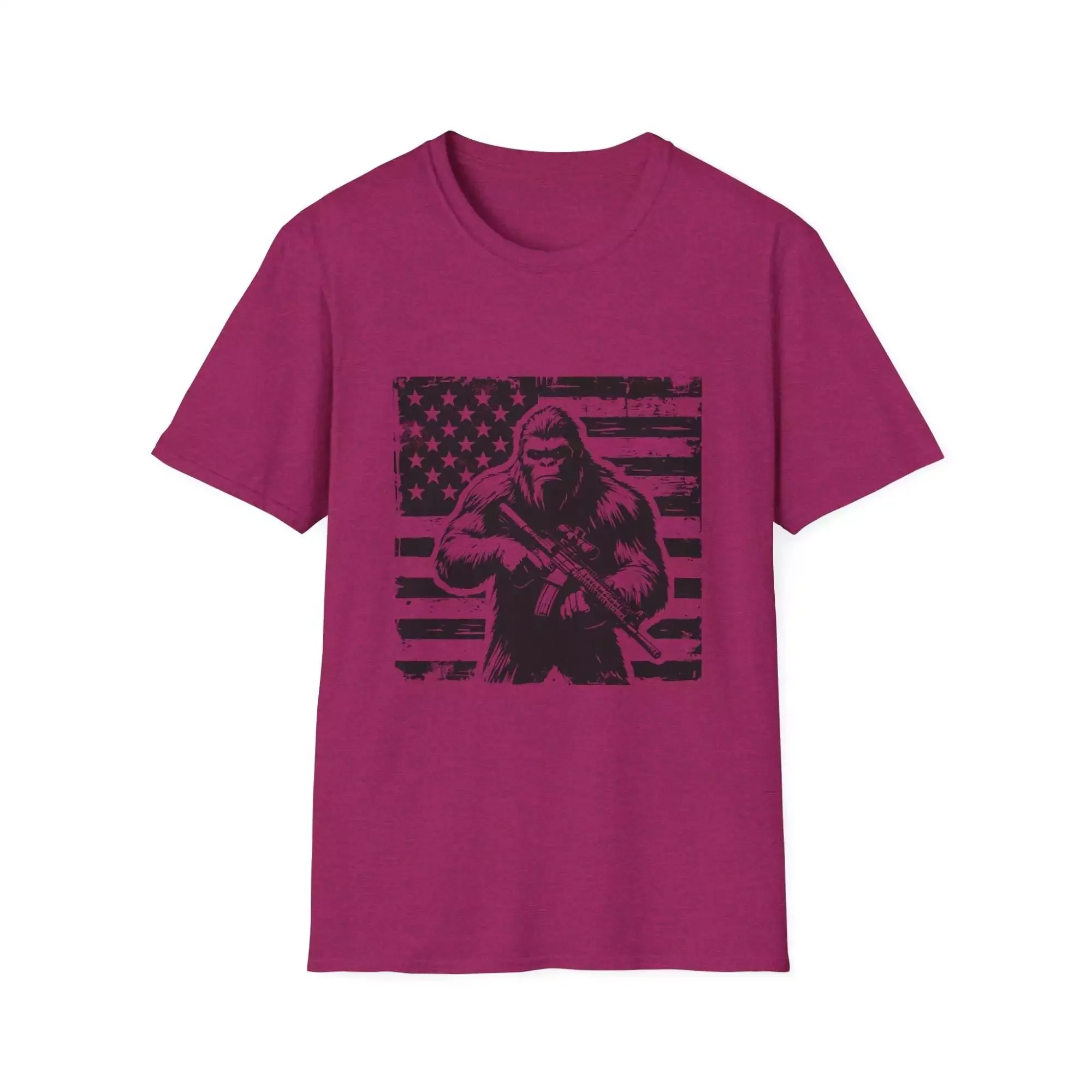 Distressed US Flag Bigfoot AR Unisex T-Shirt, Patriotic Tee, American Flag Shirt, Sasquatch Top, USA Independence Day Gift - Image 7