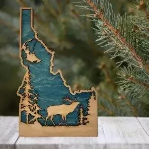 Idaho Sign – Rustic Home Decor with Forest Scene, Perfect Gift for Idaho Lovers & Nature Enthusiasts – Turquoise Stain
