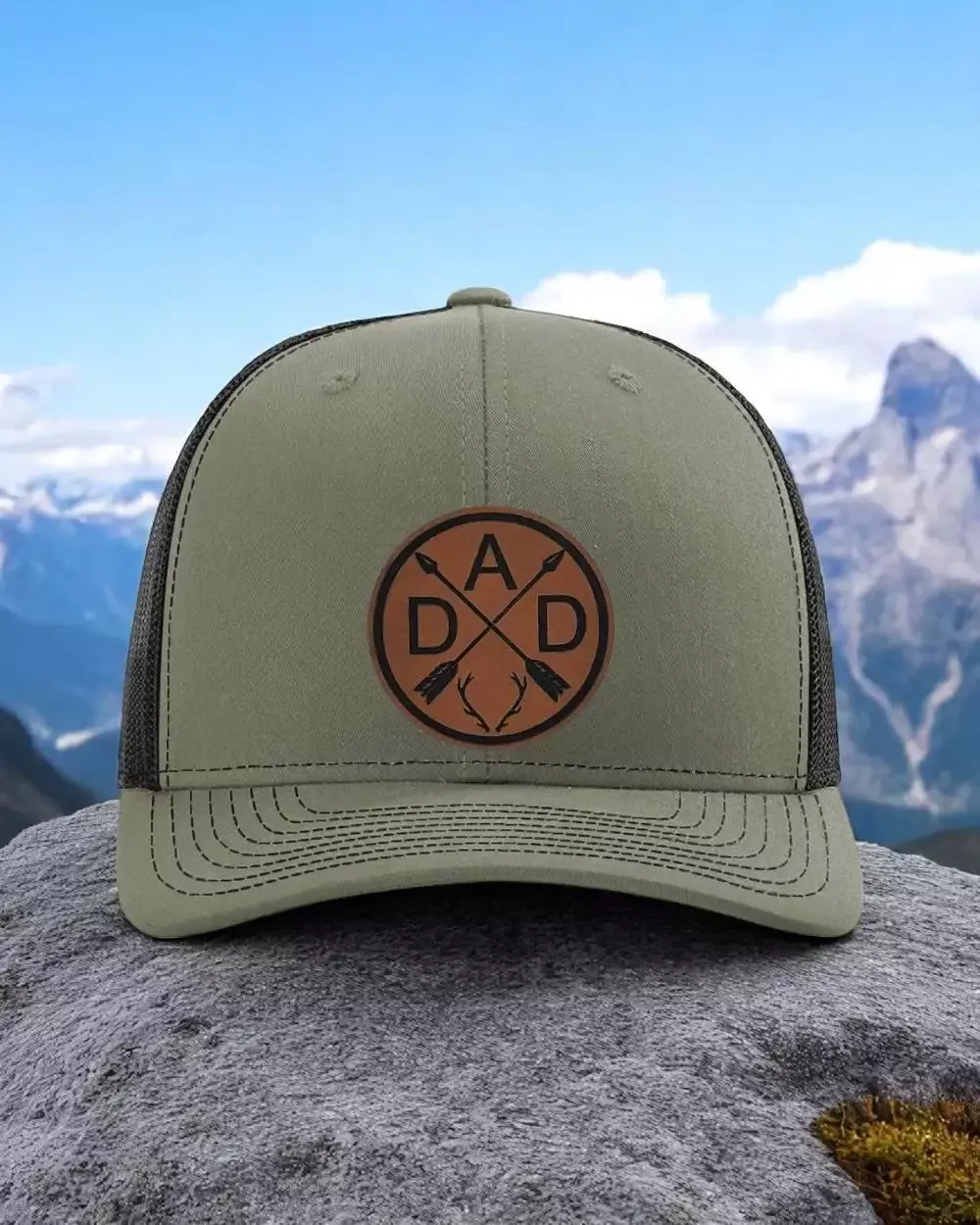 Custom Initials Father and Child Leatherette Patch - Hunting Themed - Memorable Daddy & Me Accessory - Special Gift Idea - Antlers