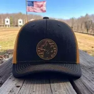 Distressed Flag with Bigfoot Holding an AR-15 Patch – Cap for Nature Lovers – Rifle Patch