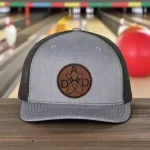 Custom Initials Father and Child Leatherette Patch – Bowling Themed – Memorable Daddy & Me Accessory – Special Gift Idea