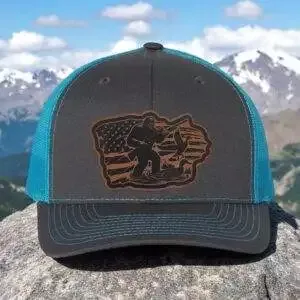 Distressed Flag with Duck Hunting Bigfoot Patch – Cap for Nature Lovers