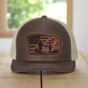Distressed US Flag and Father and Child Fishing Hat Patch – Stylish Fishing Accessories