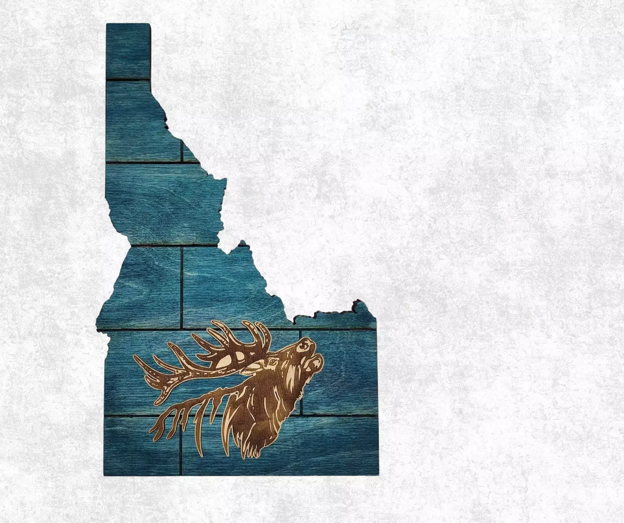Idaho Sign - Rustic Home Decor with Elk Head, Perfect Gift for Idaho Lovers & Nature Enthusiasts - Turquoise Plank Stain - Image 3