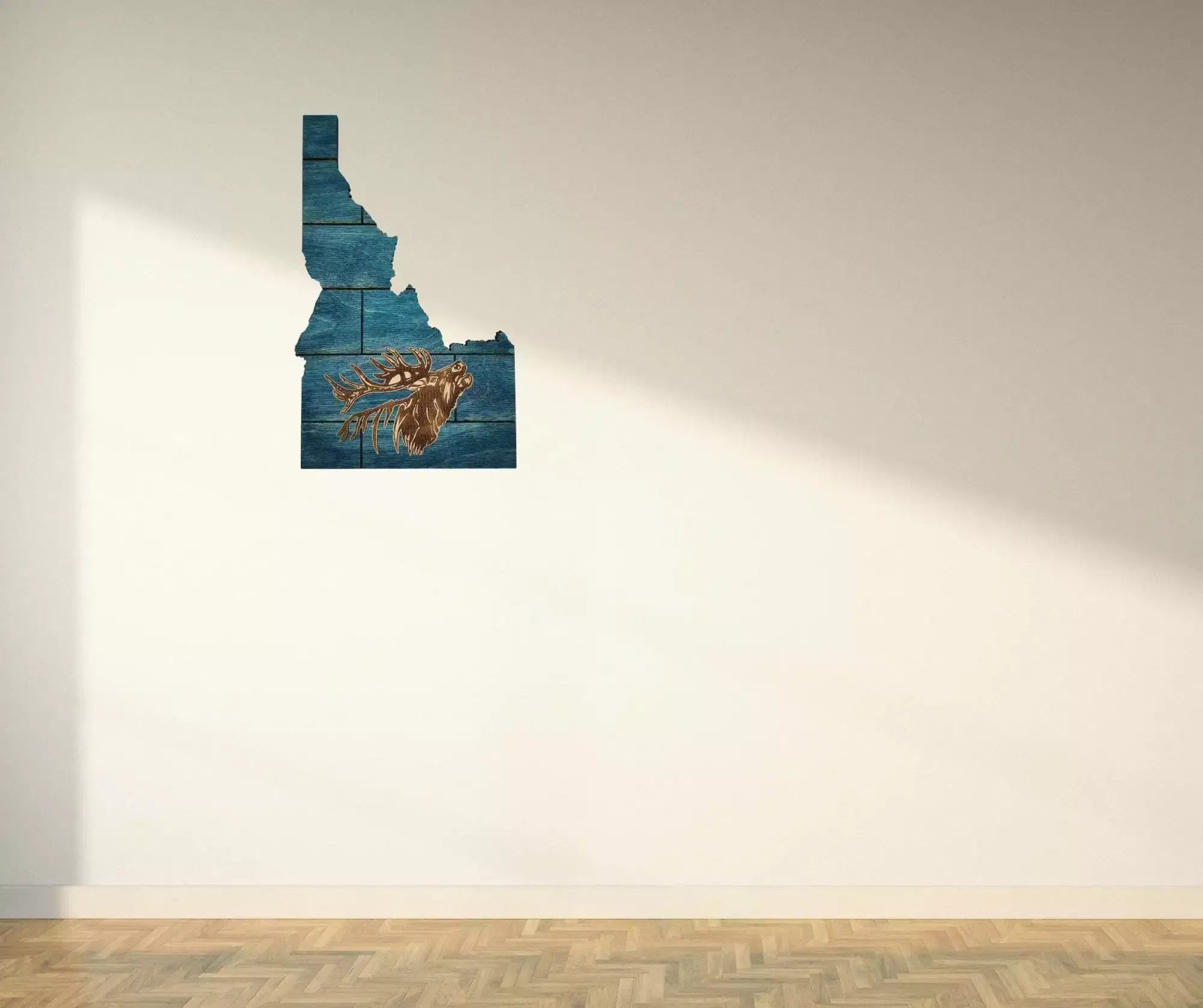 Idaho Sign - Rustic Home Decor with Elk Head, Perfect Gift for Idaho Lovers & Nature Enthusiasts - Turquoise Plank Stain - Image 4