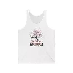 Patriotic Jersey Tank Top | God Bless America | Unisex Tank | Fourth of July Shirt | Summer Casual Wear | Gift for Patriotic Friends