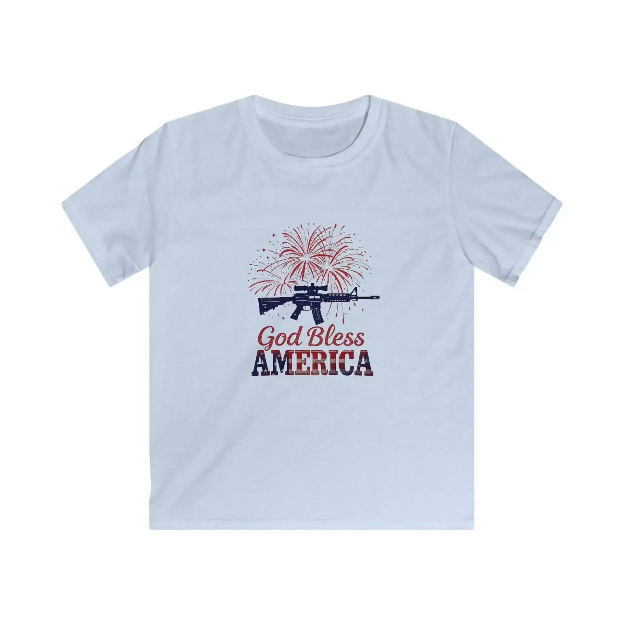 Kids Patriotic Tee, God Bless America Shirt, Independence Day Outfit, Fireworks T-Shirt, Fourth of July Kids Clothing - Image 3
