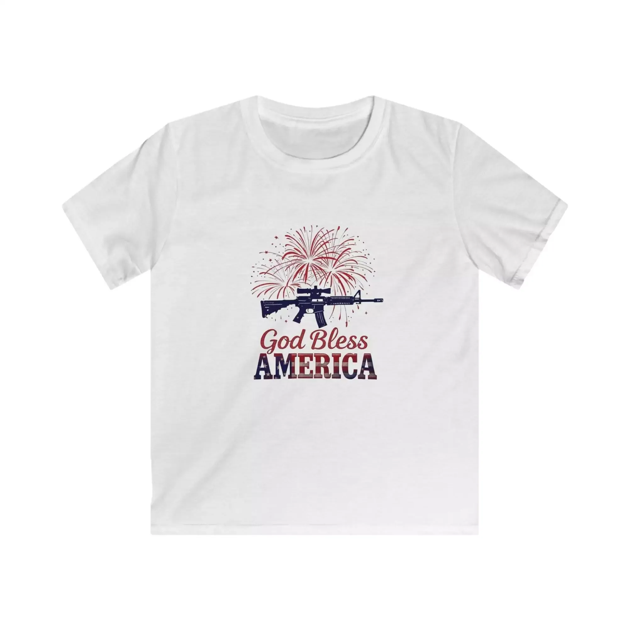 Kids Patriotic Tee, God Bless America Shirt, Independence Day Outfit, Fireworks T-Shirt, Fourth of July Kids Clothing