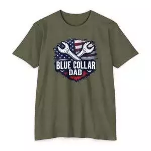 Blue Collar Dad T-Shirt, Unisex Workwear Tee, Father’s Day Gift, Patriotic Shirt, Dad Life Apparel