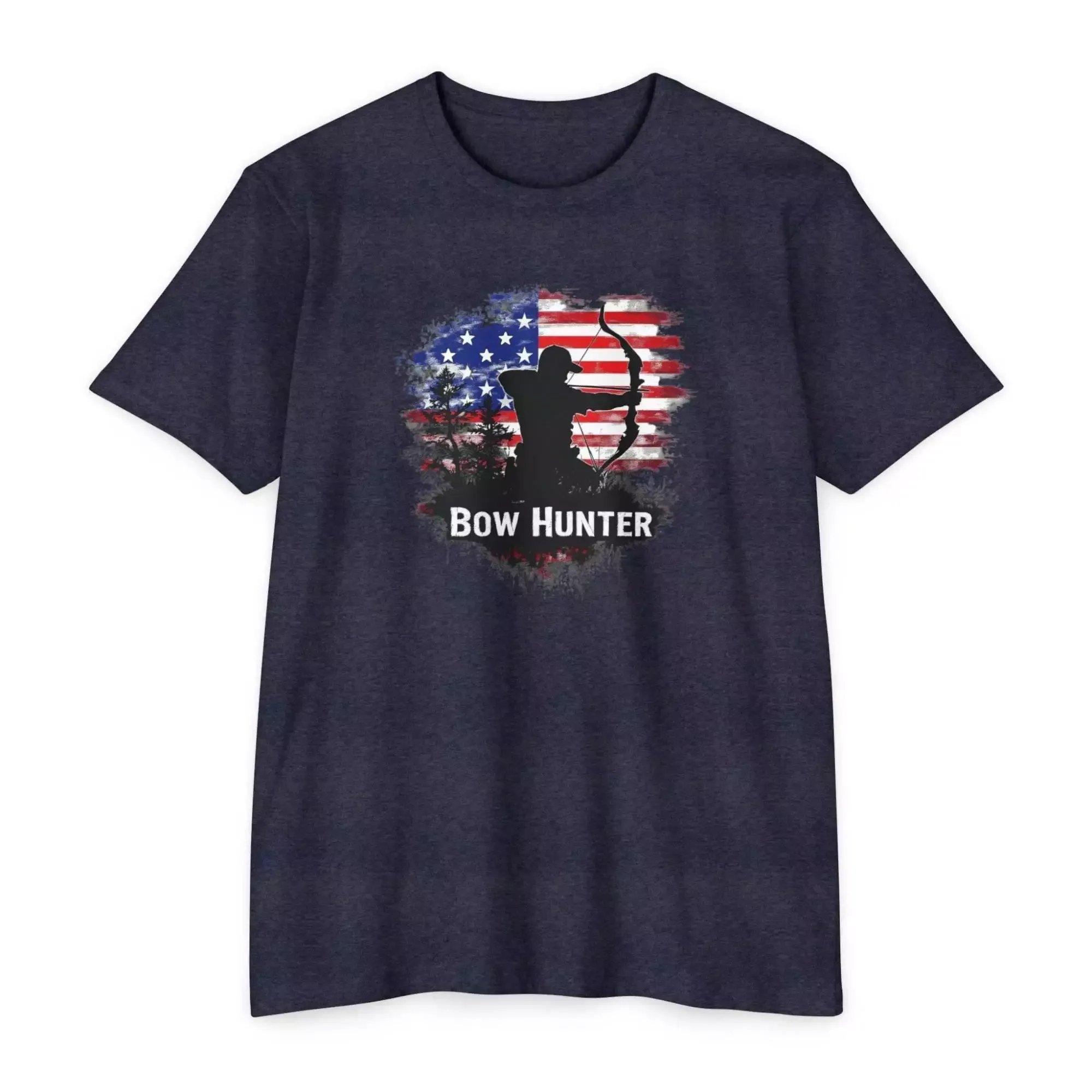 Bow Hunter T-Shirt, Unisex CVC Tee, Archery Gift, Outdoor Apparel, Hunting Theme, American Flag Style - Image 9