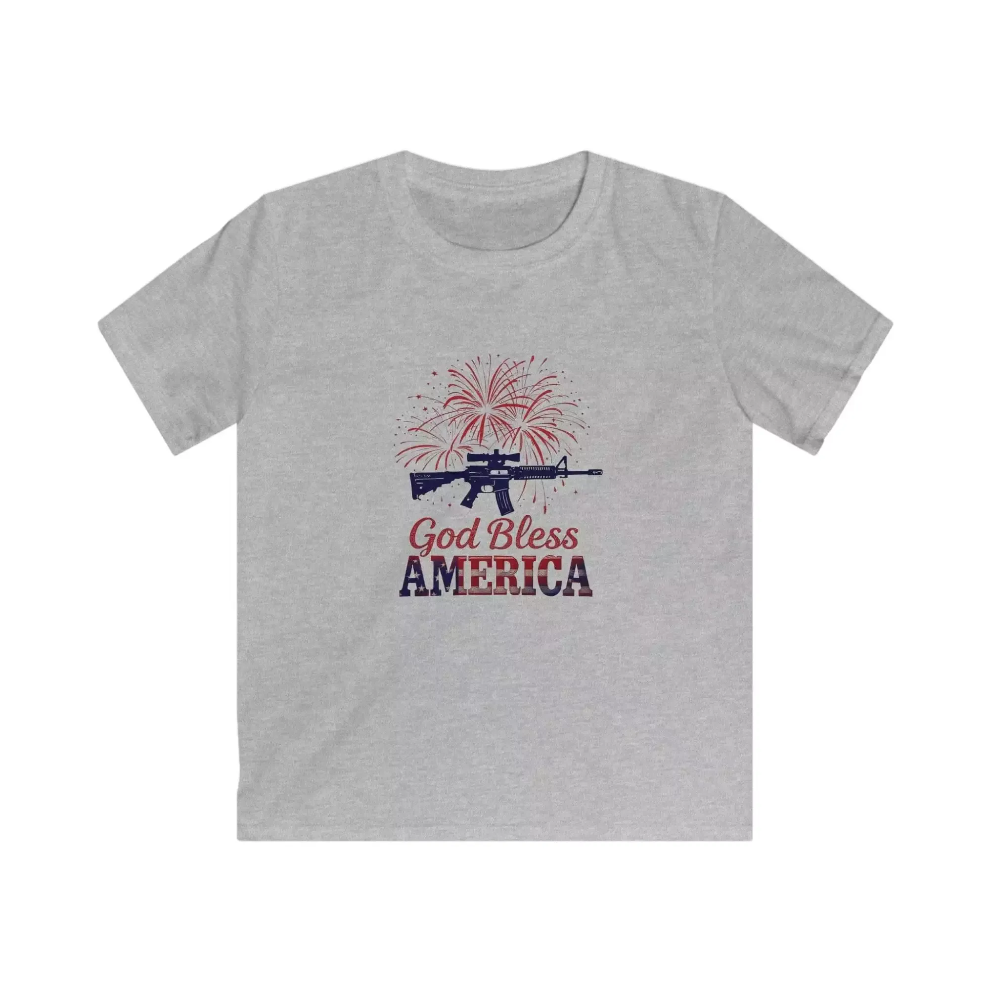 Kids Patriotic Tee, God Bless America Shirt, Independence Day Outfit, Fireworks T-Shirt, Fourth of July Kids Clothing - Image 2