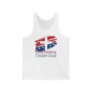 Patriotic Unisex Jersey Tank – One Nation Under God | Ideal for Independence Day, Memorial Day, Summer BBQs, Casual Wear, Gift