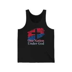 Patriotic Unisex Jersey Tank – One Nation Under God | Ideal for Independence Day, Memorial Day, Summer BBQs, Casual Wear, Gift
