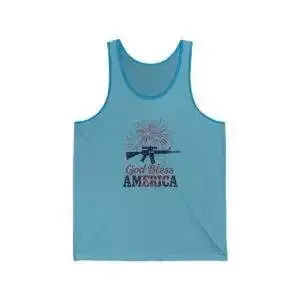 Patriotic Jersey Tank Top | God Bless America | Unisex Tank | Fourth of July Shirt | Summer Casual Wear | Gift for Patriotic Friends
