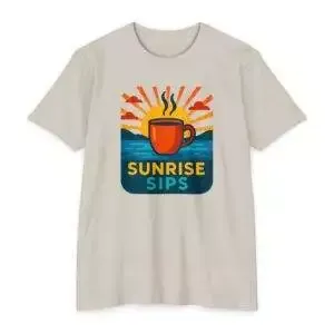 Sunrise Sips T-shirt, Perfect for Coffee Lovers, Casual Wear, Gift for Baristas, Summer Vibes, Relaxed Fit Tees
