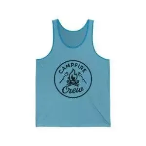 Unisex Campfire Crew Tank, Summer Beachwear, Camping Gear, Outdoor Adventure, Bonfire Party Shirt, Gifts for Campers